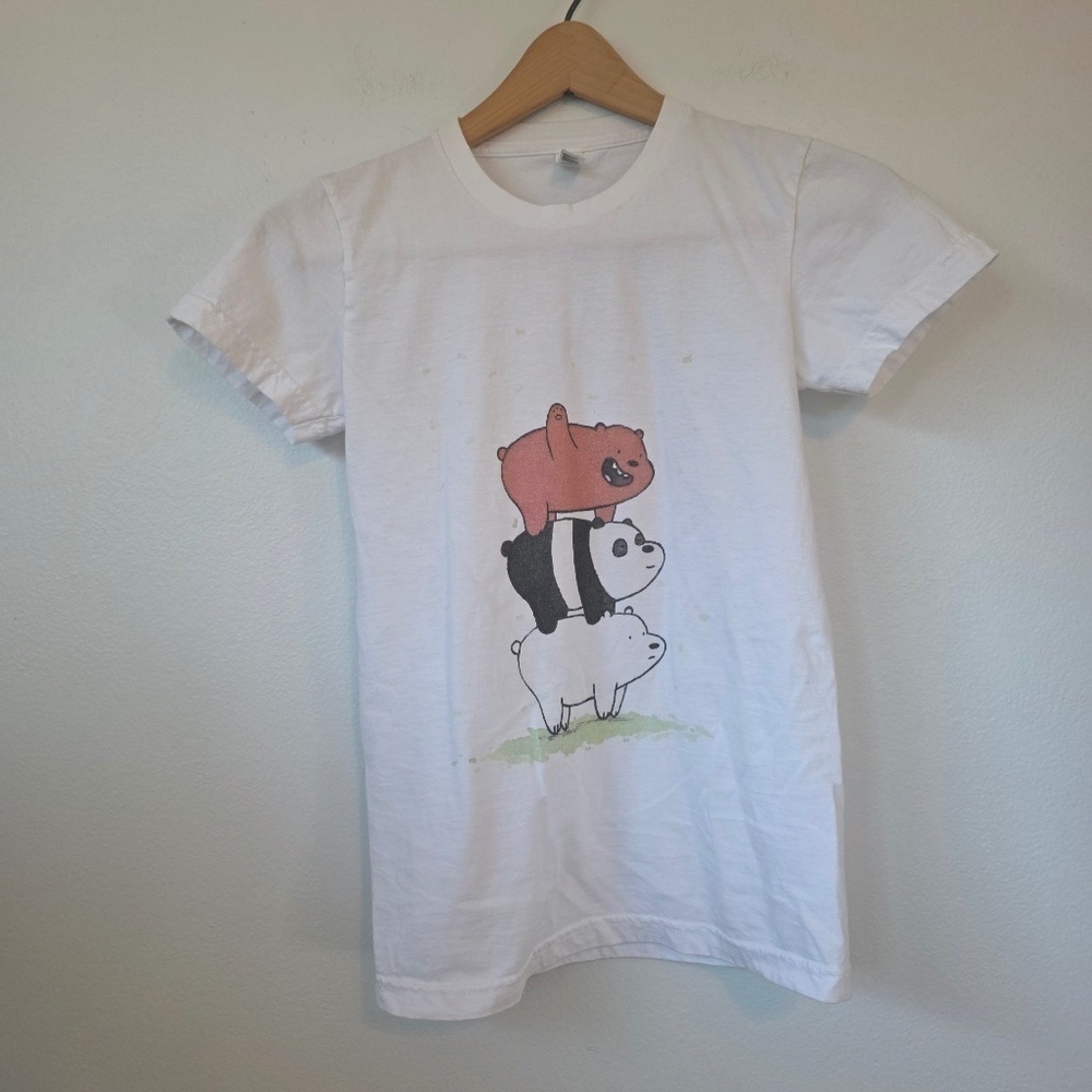 American Apparel Women's We Bare Bears White Short Sleeve T-Shirt - Small